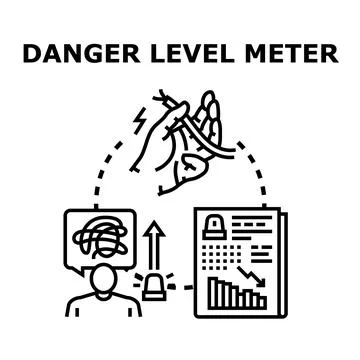 Danger level meter measuring risk assessment and warning Illustrazione stock