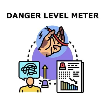 Danger level meter measuring risk assessment and warning Ilustração Stock