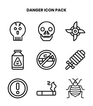 Danger Line Collection Icons Pack Stock Illustration