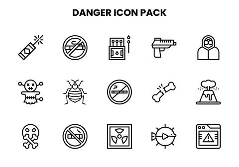Danger Line Collection Icons Pack Stock Illustration