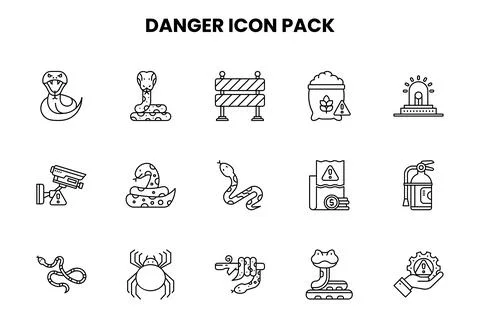Danger Line Design Icons Pack Stock Illustration