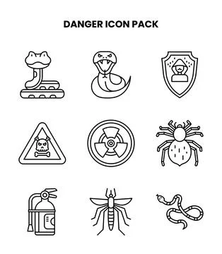 Danger Line Design Icons Pack Stock Illustration