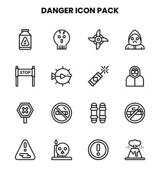 Danger Line Design Icons Pack Stock Illustration