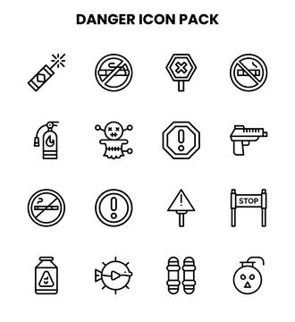 Danger Line Set Icons Pack Stock Illustration