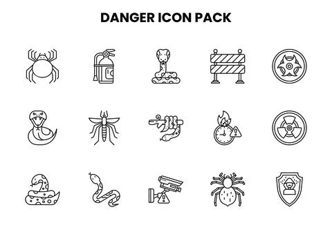 Danger Line UI Icons Pack Stock Illustration