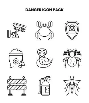 Danger Line UI Icons Pack Stock Illustration