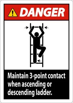 Danger Maintain 3 Point Contact When Ascending Or Descending Ladder Stock Illustration