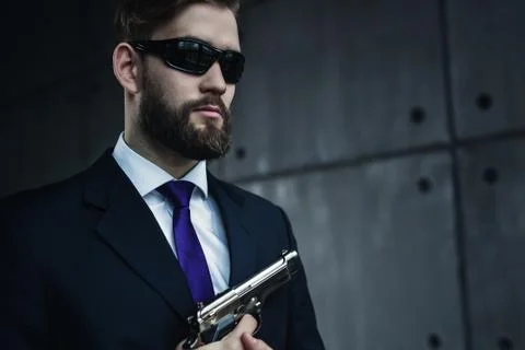 Danger man with gun Stock Photos