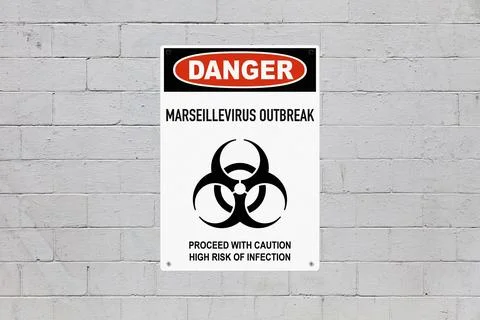 Danger, Marseillevirus outbreak. Proceed with caution, high risk of infection Stock Photos