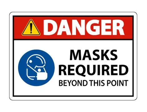 Danger Masks Required Beyond This Point Sign Stock Illustration