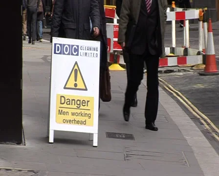 "Danger - Men working" London Stock Footage 35786915