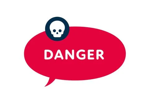 Danger message sign. Vector modern color illustration. Red speech bubble fram 스톡 일러스트