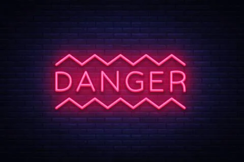 Danger Neon Text Vector. Danger neon sign, design template, modern trend design Stock Illustration