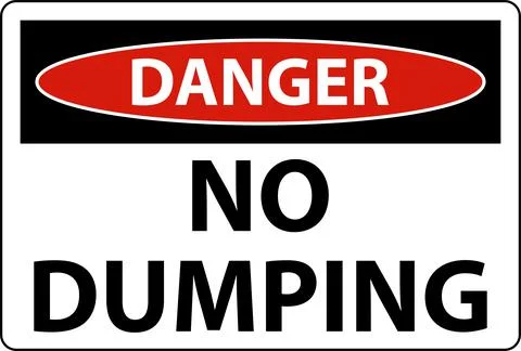 Danger No Dumping Sign On White Background Illustrazione stock