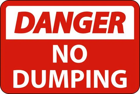 Danger No Dumping Sign On White Background Illustrazione stock