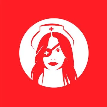 Danger Nurse on red background, Kill Bill Stock Illustration