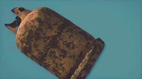 Danger old rusted gas container Stock Footage 169098991