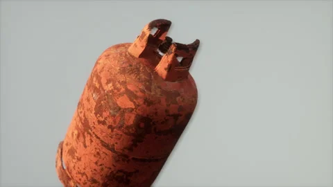 Danger old rusted gas container Stock Footage 197782295