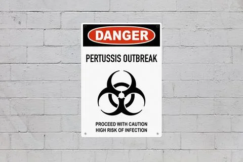 Danger, pertussis outbreak. Proceed with caution, high risk of infection Stock Photos