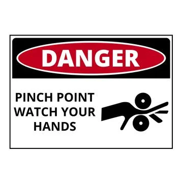 Danger pinch points watch your hands sign isolated on a white background Stock Illustration