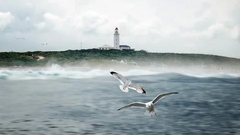 Danger Point Lighthouse at the Walker Bay, near Gansbay, in South Africa Stock Photos