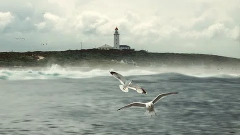 Danger Point Lighthouse at the Walker Bay, near Gansbay, in South Africa Foto stock