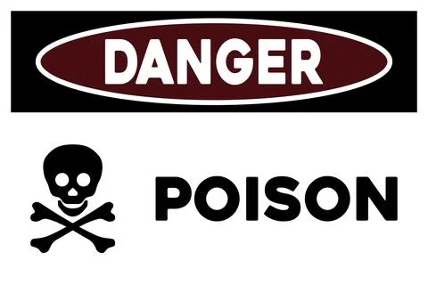 Danger poison, skull and bones warning sign Stock Illustration