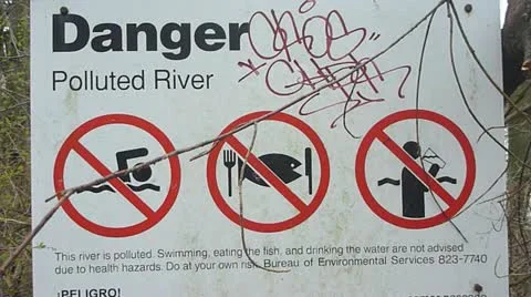 Danger Polluted Waters Sign Stock Footage 10882846