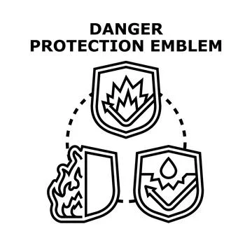 Danger protection emblem creating safety shield concepts Stock Illustration