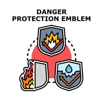Danger protection emblem creating safety shield concepts Stock Illustration