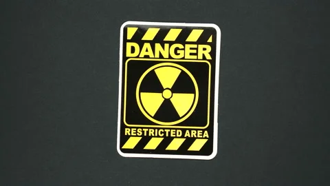 DANGER, RESTRICTED AREA warning sign word text Stock Footage 126662761