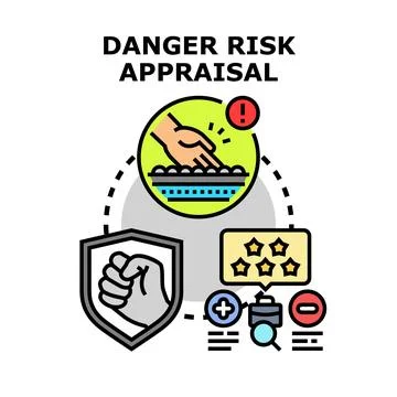Danger risk appraisal analyzing hazard assessment process Stock Illustration