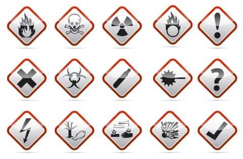 Danger rotate square red-white round corner button Stock Illustration