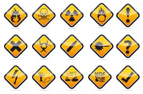Danger round corner warning sign set Stock Illustration