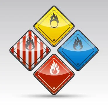 Danger round corner warning sign set Stock Illustration