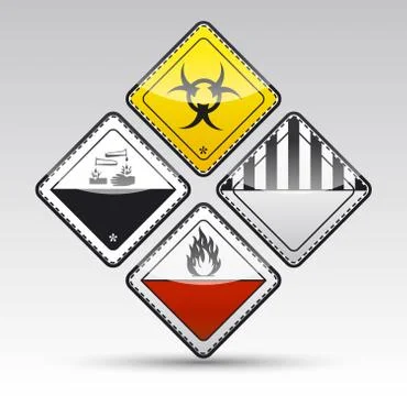 Danger round corner warning sign set Stock Illustration