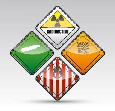 Danger round corner warning sign set Stock Illustration