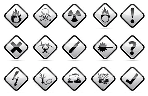 Danger round corner warning sign set Stock Illustration