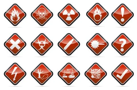 Danger round corner warning sign set Stock Illustration
