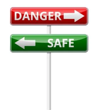 Danger safe traffic sign with reflection isolated on white background Stock Illustration