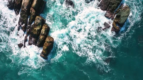 Danger sea waves on a beach Stock Footage 241967918