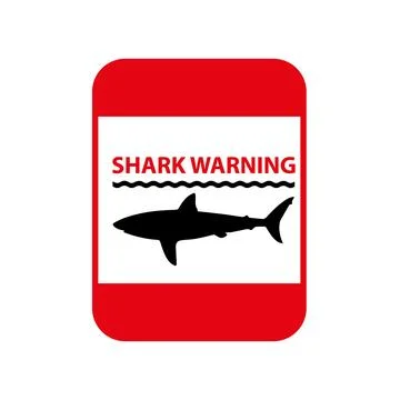 Danger of shark sign warning about the presence of sharks in the water Stock Illustration