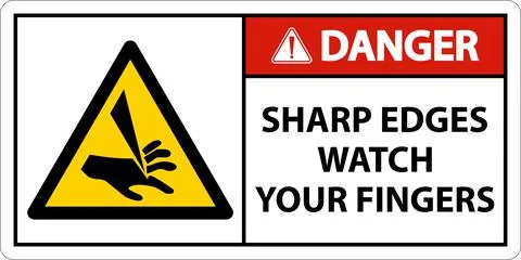 Danger Sharp Edges Watch Your Fingers On White Background 스톡 일러스트