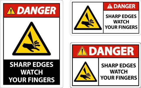 Danger Sharp Edges Watch Your Fingers On White Background Stock Illustration