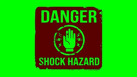 Danger shock hazard sign red fash animation Stockbeeldmateriaal 345263650