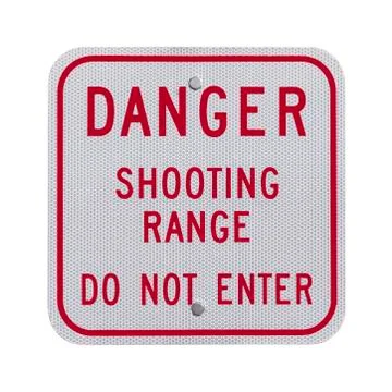 Danger shooting range sign Stock Photos