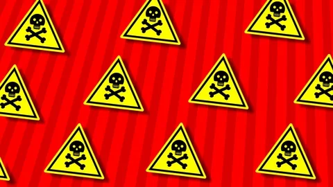 Danger sign animation background seamless looping Stock Footage 128160194