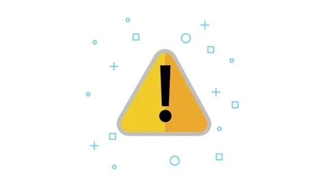 Danger sign animation on white background with blue geometric shapes motion.. Stock Footage 339046093