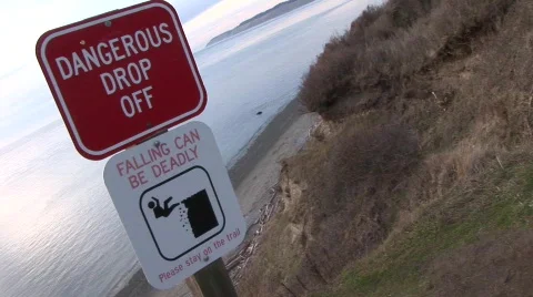 Danger Sign Cliffs Video stock 343486