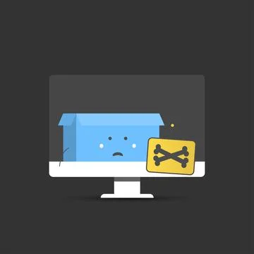 Danger Sign on the Computer. Vector Illustration 스톡 일러스트
